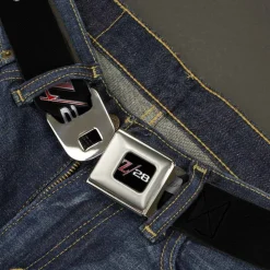 1969 Camaro Z 28 Emblem Full Color Black Silvers Red Seatbelt Belt - 1969 Camaro Z/28 Emblem Black/Silvers/Red Webbing