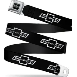 1965 CHEVROLET Bowtie Full Color Black White Seatbelt Belt - 1965 CHEVROLET Bowtie Black/White Webbing
