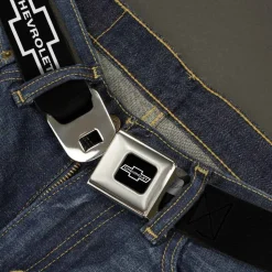 1965 CHEVROLET Bowtie Full Color Black White Seatbelt Belt - 1965 CHEVROLET Bowtie Black/White Webbing