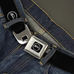 1962 Chevrolet Impala Deer Emblem Full Color Black Silver Seatbelt Belt - 1962 Chevrolet Impala Deer Emblem Black/Silver Webbing