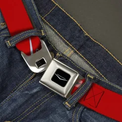 1955-57 CHEVROLET V Emblem Full Color Black Silver Seatbelt Belt - 1955-57 CHEVROLET V Emblem Red/Silver Webbing