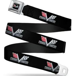 1967 Impala 396 TURBO-JET V Emblem Full Color Black Silver Red White Seatbelt Belt - 1967 Impala 396 TURBO-JET V Emblem Black/Silver/Red/White Webbing