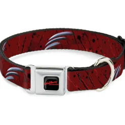 A NIGHTMARE ON ELM STREET Full Color Black/Blood Splatter Reds Seatbelt Buckle Collar - A NIGHTMARE ON ELM STREET/Freddy's Hand Scratching Reds/Black/Gray