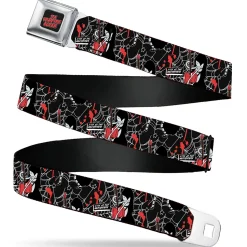 Adventure Time Marceline THE VAMPIRE QUEEN Title Logo Full Color Black/White/Red Seatbelt Belt - Adventure Time Marceline LIVE AT THE NIGHTOSPHERE Pose Black/White/Red Webbing