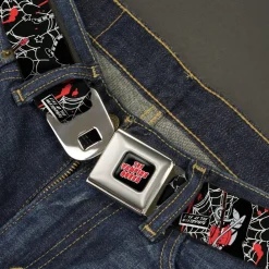 Adventure Time Marceline THE VAMPIRE QUEEN Title Logo Full Color Black/White/Red Seatbelt Belt - Adventure Time Marceline LIVE AT THE NIGHTOSPHERE Pose Black/White/Red Webbing