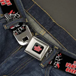 Adventure Time Marceline THE VAMPIRE QUEEN Title Logo Full Color Black/White/Red Seatbelt Belt - Adventure Time Marceline THE VAMPIRE QUEEN Web Pose Black/White/Red Webbing