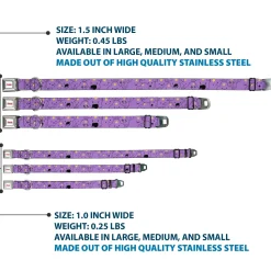 ADVENTURE TIME Title Logo Full Color White Seatbelt Buckle Collar - Adventure Time Lumpy Space Princess Expressions Stacked Lavender