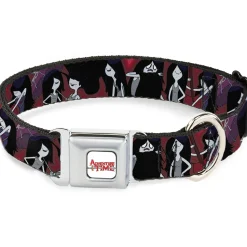 ADVENTURE TIME Title Logo Full Color White Seatbelt Buckle Collar - Adventure Time Marceline Poses Collage Reds