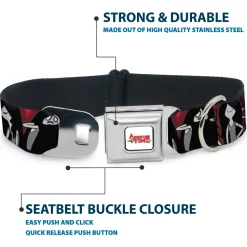 ADVENTURE TIME Title Logo Full Color White Seatbelt Buckle Collar - Adventure Time Marceline Poses Collage Reds