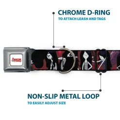 ADVENTURE TIME Title Logo Full Color White Seatbelt Buckle Collar - Adventure Time Marceline Poses Collage Reds