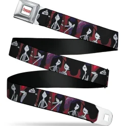 ADVENTURE TIME Title Logo Full Color White Seatbelt Belt - Adventure Time Marceline Poses Collage Reds Webbing