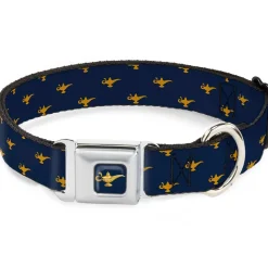 Aladdin 2019 Magic Lamp Full Color Navy/Golds Seatbelt Buckle Collar - Aladdin Genie Lamp Monogram Navy/Gold