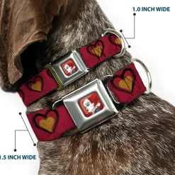 Alice in Wonderland Queen Face Full Color Red Seatbelt Buckle Collar - Alice in Wonderland Queen's Hearts Reds/Black/Gold