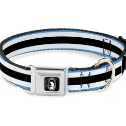 Alice Silhouette Cameo Pose Black White Seatbelt Buckle Collar - Alice in Wonderland Stripe/Bow Silhouette Blue/Black/White