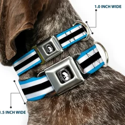 Alice Silhouette Cameo Pose Black White Seatbelt Buckle Collar - Alice in Wonderland Stripe/Bow Silhouette Blue/Black/White