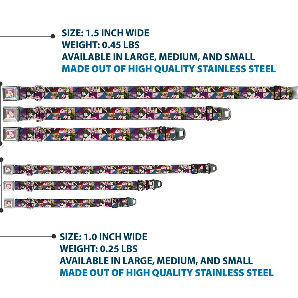 Alice/Cards Full Color Pinks Seatbelt Buckle Collar - Alice in Wonderland Kaleidoscope Scenes