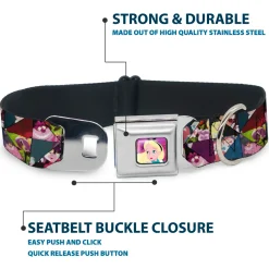 Alice/Cards Full Color Pinks Seatbelt Buckle Collar - Alice in Wonderland Kaleidoscope Scenes