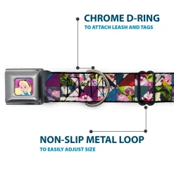 Alice/Cards Full Color Pinks Seatbelt Buckle Collar - Alice in Wonderland Kaleidoscope Scenes