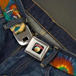 Angry Beavers Logo Full Color Black Seatbelt Belt - Daggett & Norbert Poses2 Tie Dye Webbing