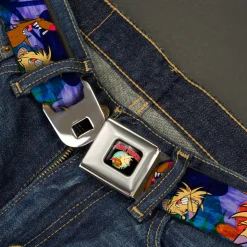 Angry Beavers Logo Full Color Black Seatbelt Belt - Daggett & Norbert Poses Blue Mountains Webbing