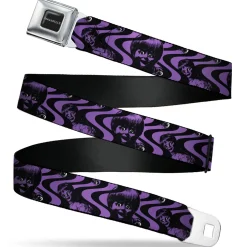 ANNABELLE Title Logo Full Color Black/White Seatbelt Belt - Annabelle Face and Eyeballs Squiggle Black/Purple Webbing