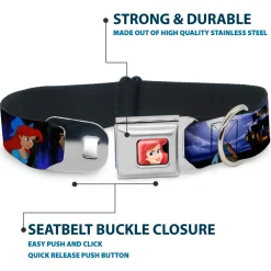 Ariel CLOSE-UP Full Color Seatbelt Buckle Collar - The Little Mermaid Ariel & Eric Scenes