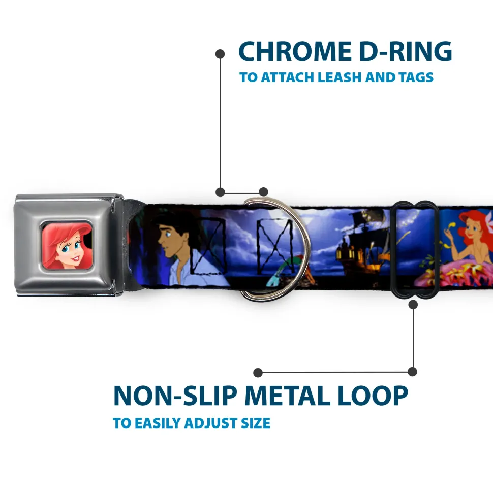 Ariel CLOSE-UP Full Color Seatbelt Buckle Collar - The Little Mermaid Ariel & Eric Scenes