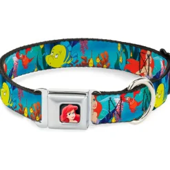Ariel CLOSE-UP Full Color Seatbelt Buckle Collar - Ariel, Sebastian & Flounder Scene