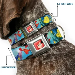 Ariel CLOSE-UP Full Color Seatbelt Buckle Collar - Ariel, Sebastian & Flounder Scene
