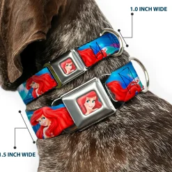 Ariel Face3 Full Color Blue Seatbelt Buckle Collar - Ariel Vivid Underwater Sparkle Poses/Castle