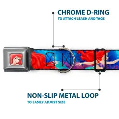 Ariel Face3 Full Color Blue Seatbelt Buckle Collar - Ariel Vivid Underwater Sparkle Poses/Castle