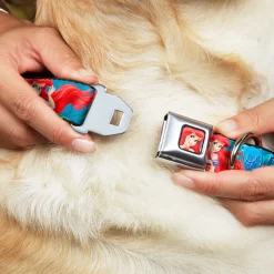 Ariel Face3 Full Color Blue Seatbelt Buckle Collar - Ariel Vivid Underwater Sparkle Poses/Castle