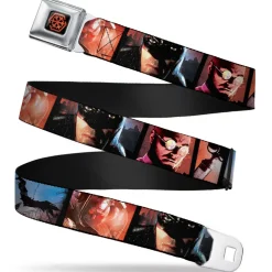 Arkham City Snowflake Full Color Black Red Seatbelt Belt - Batman Arkham City 3-Character/2-Scene Panels Webbing