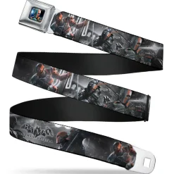 Arkham Origins Deathstroke Face CLOSE-UP Full Color Seatbelt Belt - BATMAN ARKHAM ORIGINS Deathstroke 3-Poses/Batman Battle Scene Grays/Reds Webbing