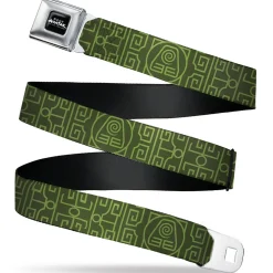 AVATAR LAST AIRBENDER Title Logo Full Color Black/White Seatbelt Belt - Avatar Last Airbender Earth Element Symbol Black/Olive Green Webbing