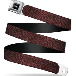 AVATAR LAST AIRBENDER Title Logo Full Color Black/White Seatbelt Belt - Avatar Last Airbender Fire Element Symbol Black/Red Webbing