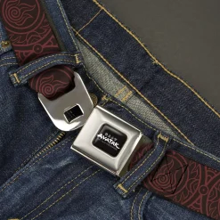 AVATAR LAST AIRBENDER Title Logo Full Color Black/White Seatbelt Belt - Avatar Last Airbender Fire Element Symbol Black/Red Webbing