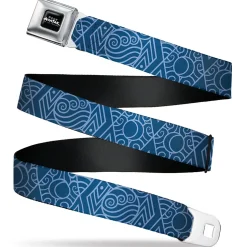 AVATAR LAST AIRBENDER Title Logo Full Color Black/White Seatbelt Belt - Avatar Last Airbender Water Element Symbol Blues Webbing