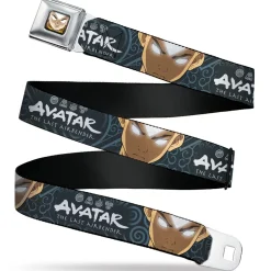 Avatar the Last Airbender Aang Face Close-Up Full Color Seatbelt Belt - AVATAR THE LAST AIRBENDER Aang Face Close-Up and Title Logo Blues/White Webbing