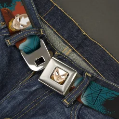 Avatar the Last Airbender Aang Face Close-Up Full Color Seatbelt Belt - AVATAR THE LAST AIRBENDER Aang Pose and Title Logo Blues/White Webbing