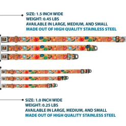 Avengers A Logo Full Color Black/Orange Seatbelt Buckle Collar - Marvel 9-Avengers Halloween Jack-O-Lantern Pumpkin Icons Scattered Orange