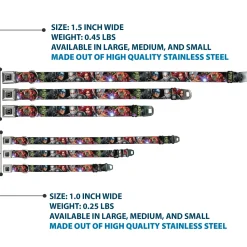 AVENGERS Block Logo Full Color Black/White Seatbelt Buckle Collar - 7-Vivid Avengers Action Poses