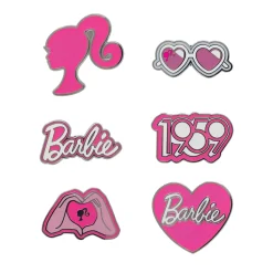 Barbie Mystery Enamel Pin Blind Box Series, Barbie Hand Heart, Barbie 1959 Logo, Barbie Ponytail Silhouette, Barbie Signature, Barbie Heart Sunglasses, or Barbie Heart Signature