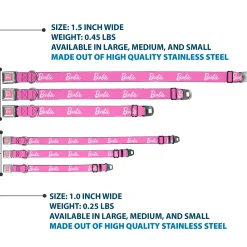 BARBIE Script Signature Full Color Pink/White Seatbelt Buckle Collar - BARBIE Script Signature Logo Pink/White