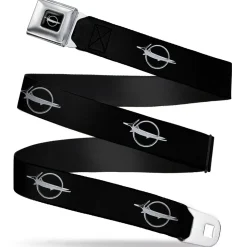 Barracuda Emblem Full Color Black Silver Seatbelt Belt - Barracuda Emblem Repeat Black/Silver Webbing