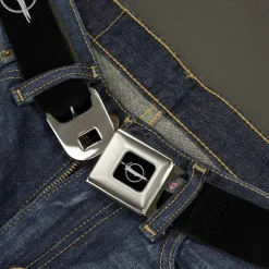 Barracuda Emblem Full Color Black Silver Seatbelt Belt - Barracuda Emblem Repeat Black/Silver Webbing