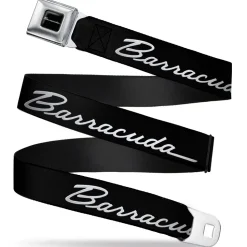 BARRACUDA Script Logo Full Color Black White Seatbelt Belt - BARRACUDA Script Logo Black/Silver Webbing