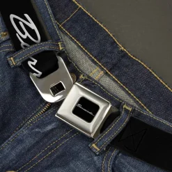 BARRACUDA Script Logo Full Color Black White Seatbelt Belt - BARRACUDA Script Logo Black/Silver Webbing