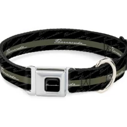 BARRACUDA Script Logo Full Color Black/White Seatbelt Buckle Collar - BARRACUDA Script Stripe/Monogram Black/Gray/Olive/Silver