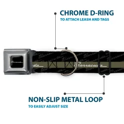 BARRACUDA Script Logo Full Color Black/White Seatbelt Buckle Collar - BARRACUDA Script Stripe/Monogram Black/Gray/Olive/Silver